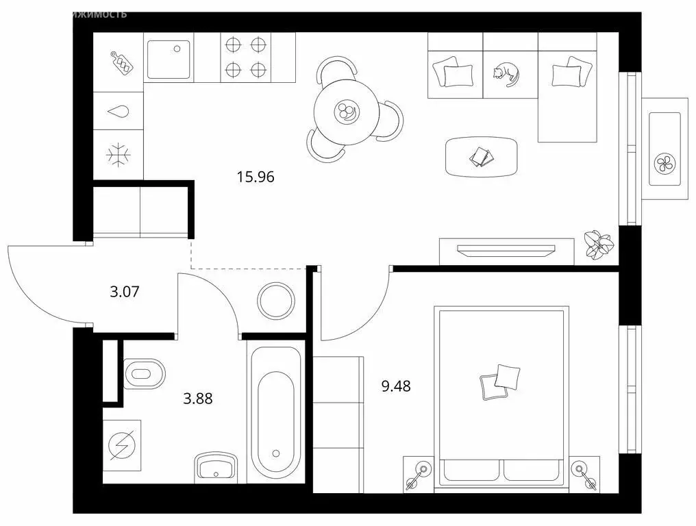 1-комнатная квартира: Новое Девяткино, жилой комплекс Заречный Парк, 5 ... - Фото 1