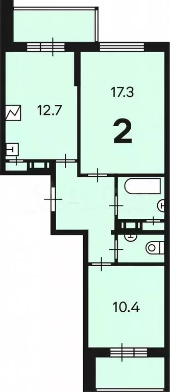 Аукцион: 2-к. квартира, 53,4 м, 7/14 эт. - Фото 1