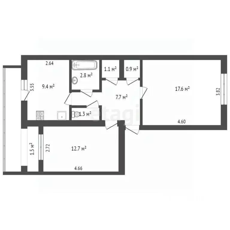 2-к кв. Севастополь ул. Генерала Жидилова, 44к2 (56.8 м) - Фото 2