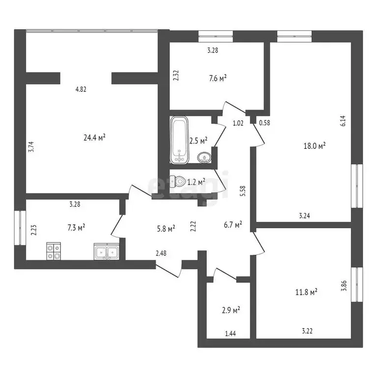 4-комнатная квартира: Ишим, улица Республики, 76 (88.2 м) - Фото 0