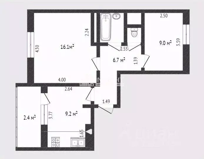 2-к кв. Ямало-Ненецкий АО, Новый Уренгой Энтузиастов мкр, 1 (45.8 м) - Фото 0