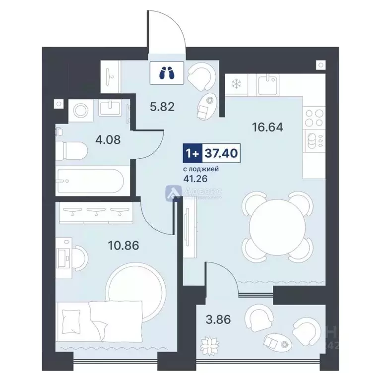 1-к кв. Тюменская область, Тюмень ДОК мкр, ул. Рылеева, 31 (37.4 м) - Фото 1