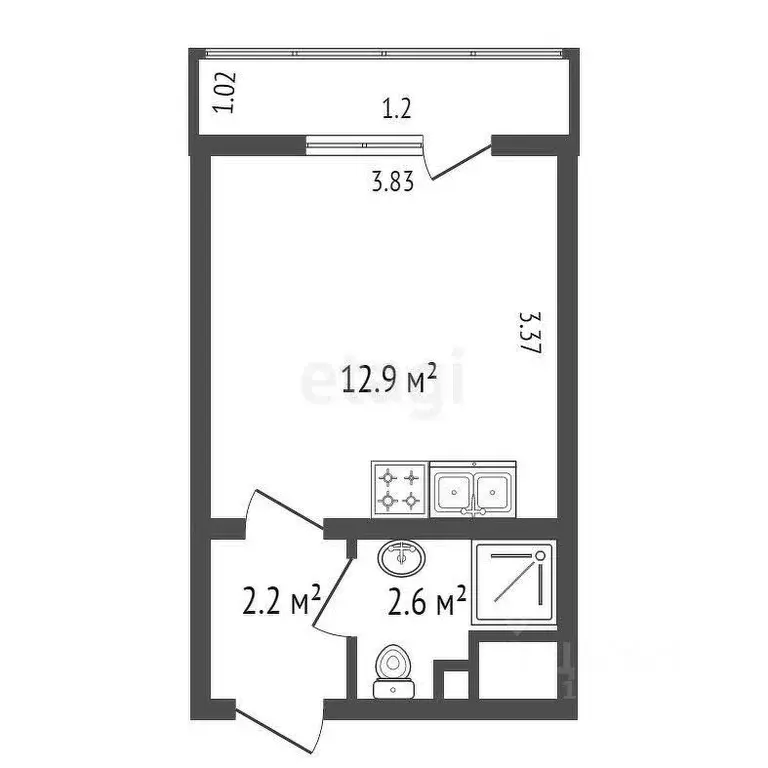 студия санкт-петербург дор. муринская, 12к2 (17.7 м) - Фото 1