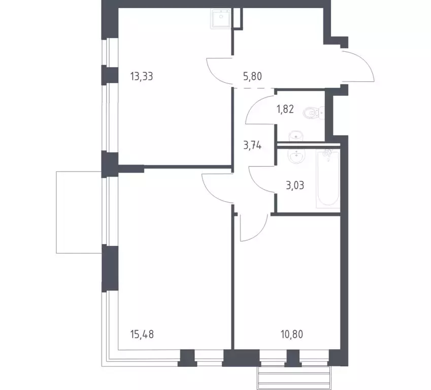 2-комнатная квартира: село Лайково, микрорайон Город-Событие, ЖК ... - Фото 1