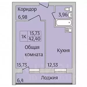 1-к кв. Новосибирская область, Новосибирск ул. Юности, 9 (42.4 м) - Фото 0