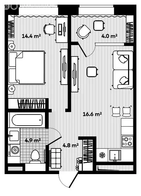1-комнатная квартира: Надеждинский район, село Вольно-Надеждинское ... - Фото 1