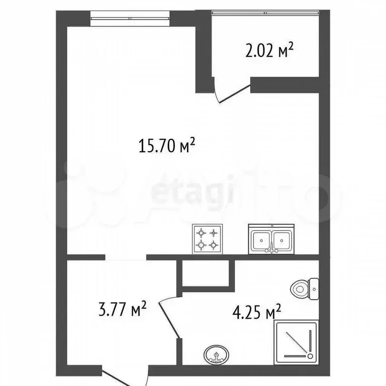 Квартира-студия, 25 м, 4/13 эт. - Фото 0