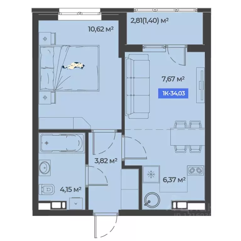 1-к кв. Краснодарский край, Краснодар ул. Краеведа Соловьева, 4 (34.03 ... - Фото 1