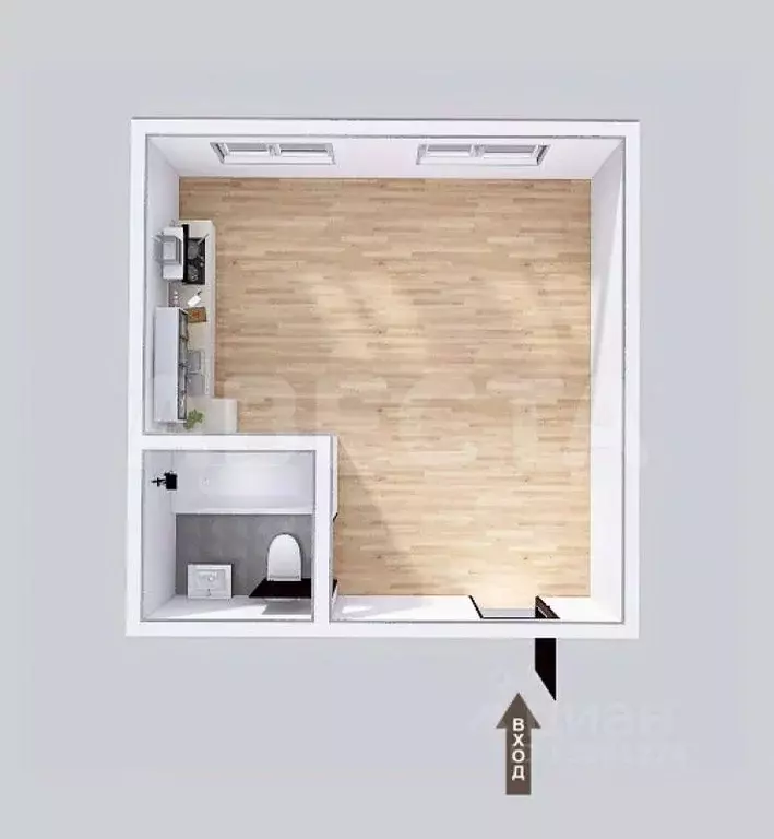 1-к кв. Омская область, Омск ул. Романенко, 13А (21.4 м) - Фото 2