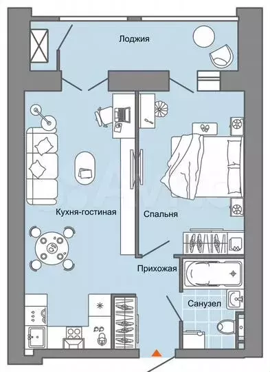 2-к. квартира, 46 м, 4/8 эт. - Фото 0