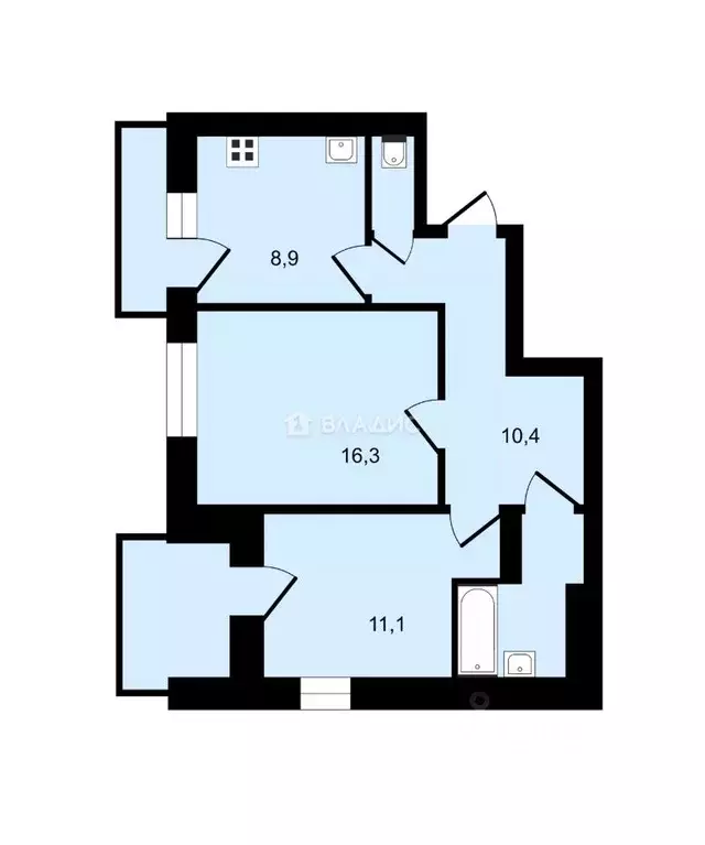 2-к кв. Краснодарский край, Краснодар Дубинка мкр, ул. Ким, 1 (55.6 м) - Фото 1
