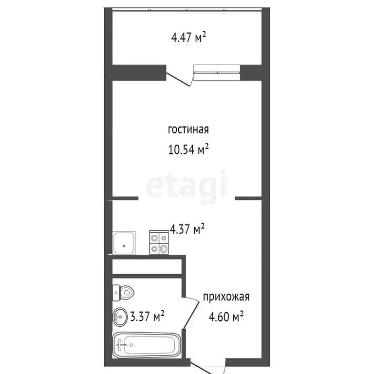 Квартира-студия: Патрушева, улица Александра Пушкина, 14 (23.6 м) - Фото 0