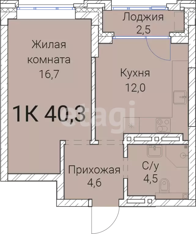 Продаётся 1-к квартира, 40.3 м - Фото 0