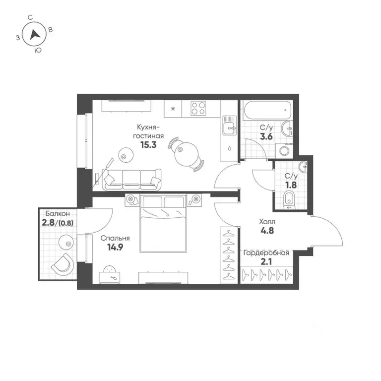 1-к кв. Свердловская область, Екатеринбург Солнечный жилрайон,  (43.3 ... - Фото 1