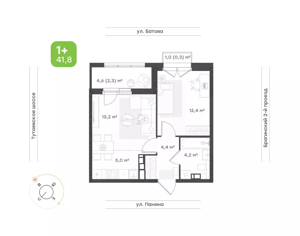 2-к кв. Ярославская область, Ярославль Тутаевское ш., 93Б (41.8 м) - Фото 1
