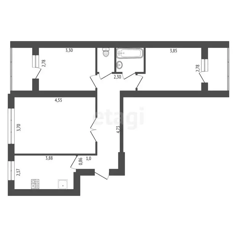 3-комнатная квартира: Обнинск, проспект Маркса, 102 (60 м) - Фото 0