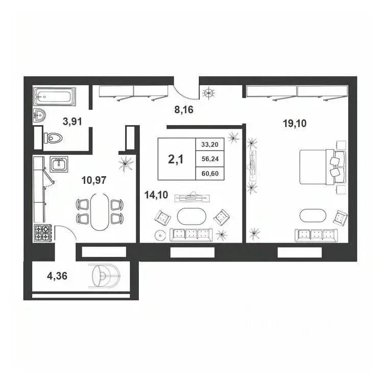 2-к кв. Новгородская область, Великий Новгород ул. Якова Павлова, 15 ... - Фото 1
