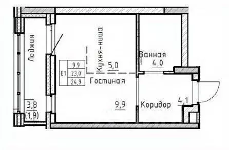 Студия Пермский край, Пермь Подлесная ул., 55А (24.9 м) - Фото 1
