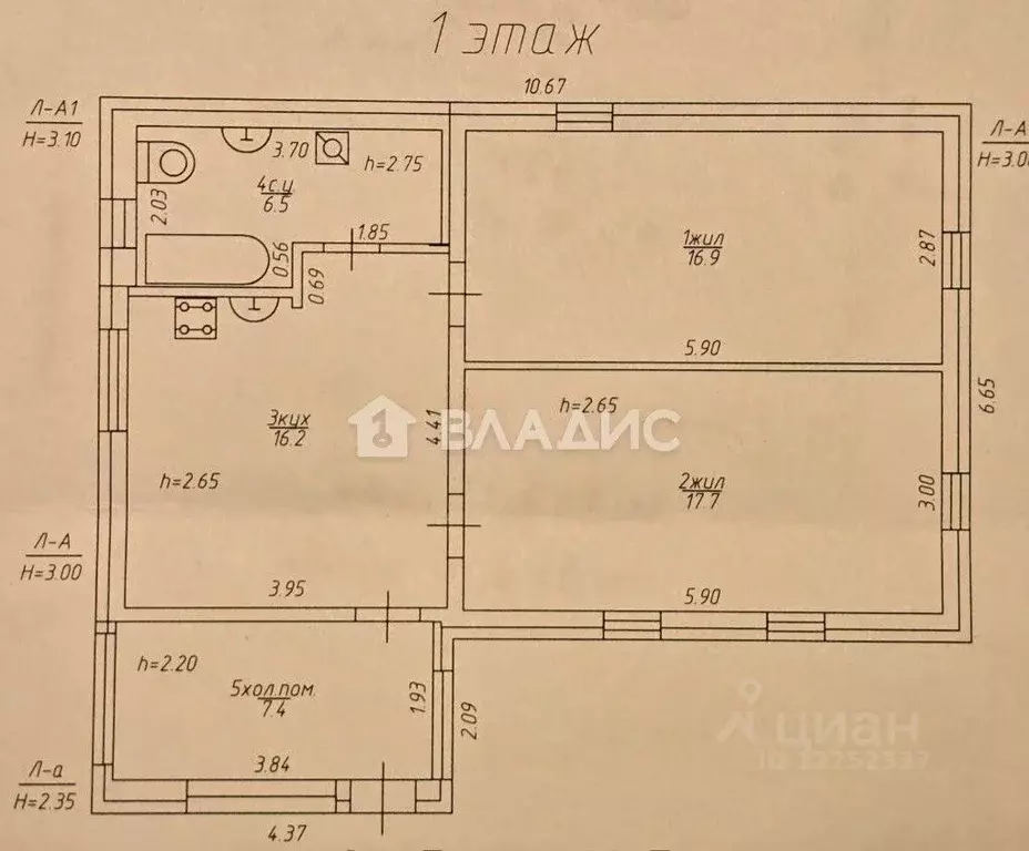 Дом в Смоленская область, Смоленск Комсомольская ул., 31/6 (65 м) - Фото 2