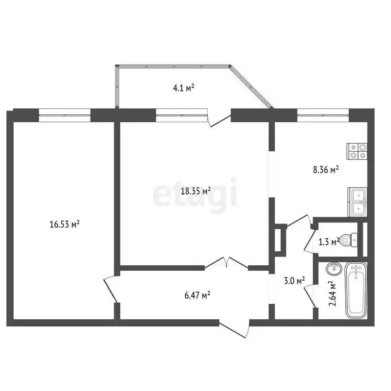 2-комнатная квартира: Новокузнецк, улица Тореза, 34 (44.5 м) - Фото 1