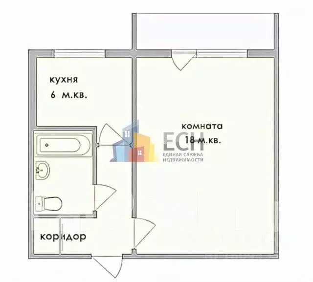 1-к кв. Тульская область, Щекино Пролетарская ул., 8 (30.5 м) - Фото 1