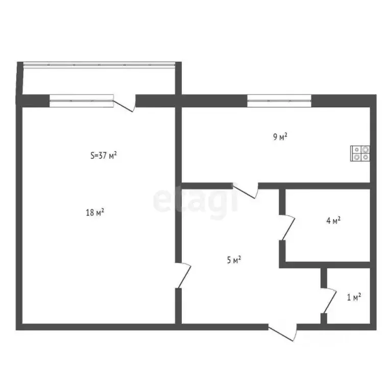 1-к кв. Брянская область, Брянск Московский мкр, 43 (37.0 м) - Фото 2