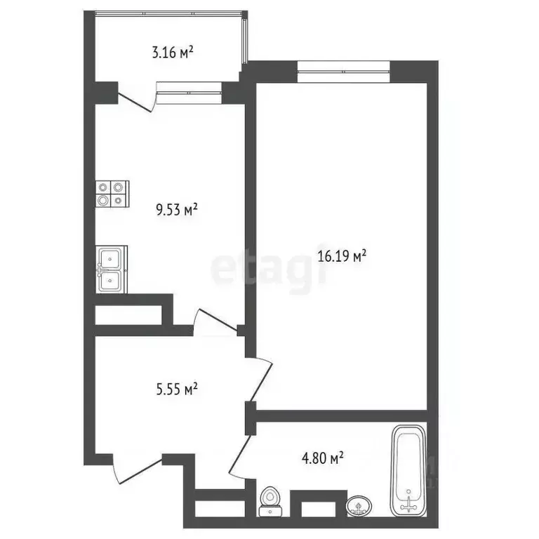 1-к кв. Ямало-Ненецкий АО, Новый Уренгой просп. Губкина, 28 (35.2 м) - Фото 2