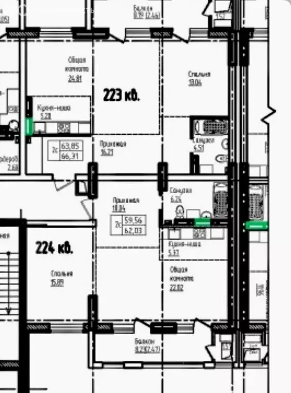 2-комнатная квартира: Барнаул, проспект Строителей, 18к1 (62 м) - Фото 1