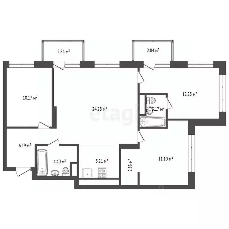 3-к кв. Тюменская область, Тюмень ул. Андрея Кореневского, 5 (79.9 м) - Фото 2