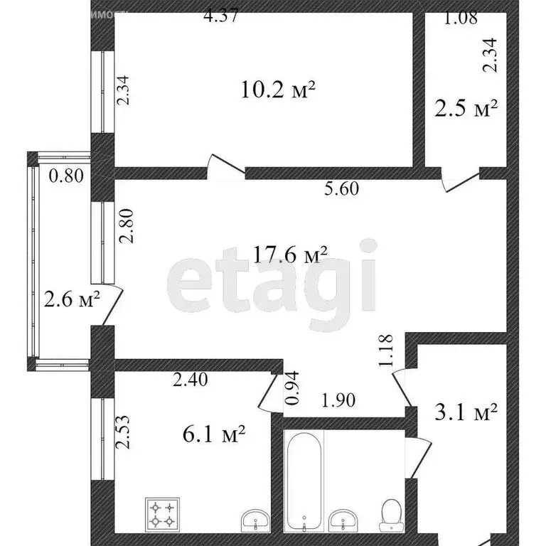 2-комнатная квартира: Ишим, улица Шаронова, 13А (44.7 м) - Фото 1