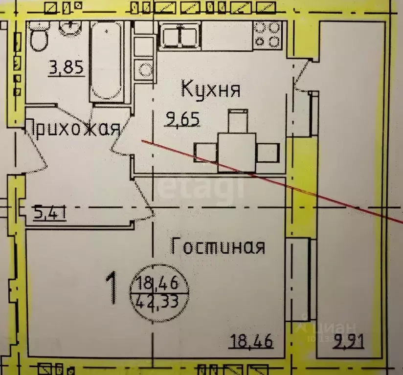 1-к кв. Ульяновская область, Ульяновск ул. Варейкиса, 16А (37.2 м) - Фото 2