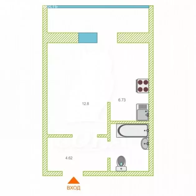 Квартира-студия: Тюмень, улица Тимофея Чаркова, 81к2 (28.7 м) - Фото 2