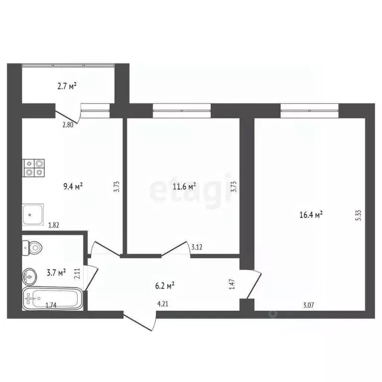 2-к кв. Костромская область, Кострома Венеция мкр, 39 (47.3 м) - Фото 0
