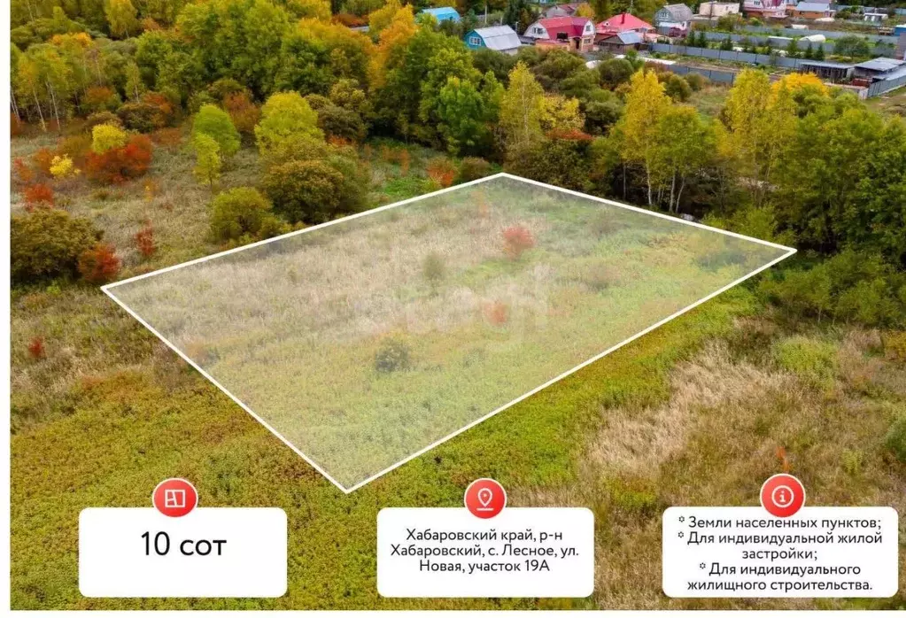 Участок в Хабаровский край, Хабаровский район, с. Лесное  (1010.0 ... - Фото 1