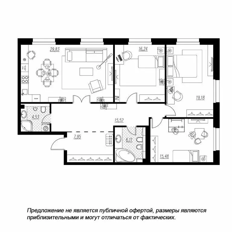 3-комнатная квартира: Санкт-Петербург, Петровская коса (116.5 м) - Фото 0