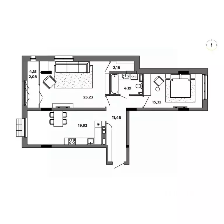 2-к кв. Омская область, Омск  (80.37 м) - Фото 1