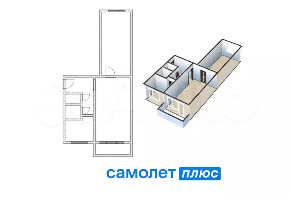 2-к. квартира, 44,4 м, 5/5 эт. - Фото 0