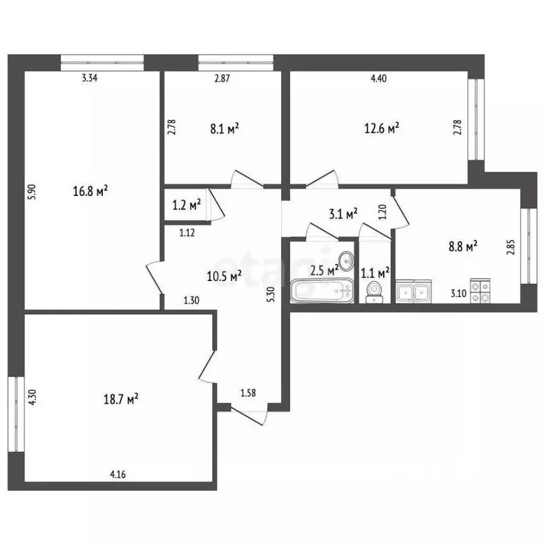4-к кв. Забайкальский край, Чита просп. Фадеева, 41 (83.5 м) - Фото 2