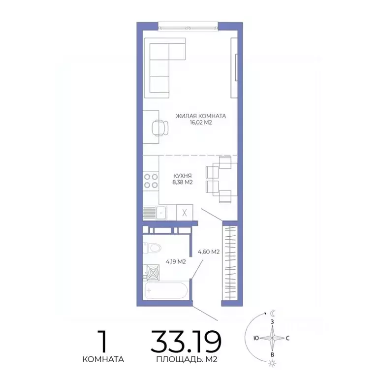 1-к кв. Пензенская область, Пенза Лугометрия жилой комплекс (33.19 м) - Фото 1