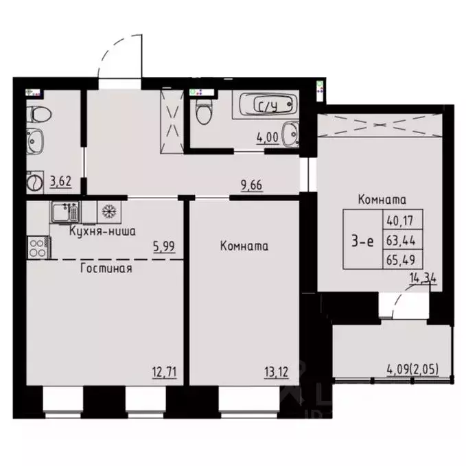 3-к кв. Красноярский край, Красноярск ул. Елены Стасовой, 82 (66.3 м) - Фото 1