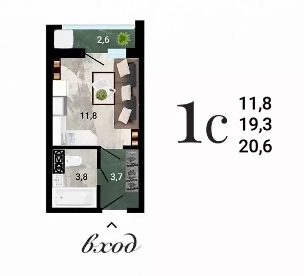 Квартира-студия: Воронеж, Ростовская улица, 18А (20.52 м) - Фото 1