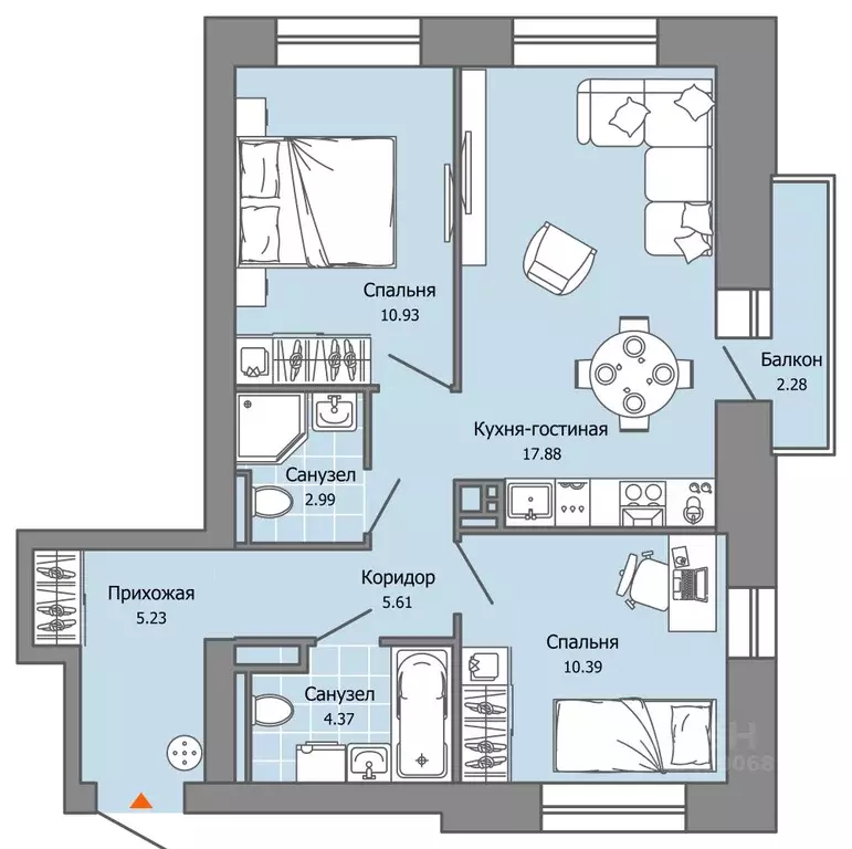 2-к кв. Пермский край, Пермь ул. Дзержинского, 35А (58.0 м) - Фото 1