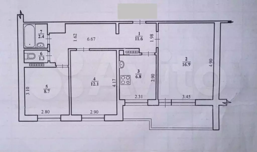 3-к. квартира, 59,8 м, 3/16 эт. - Фото 0