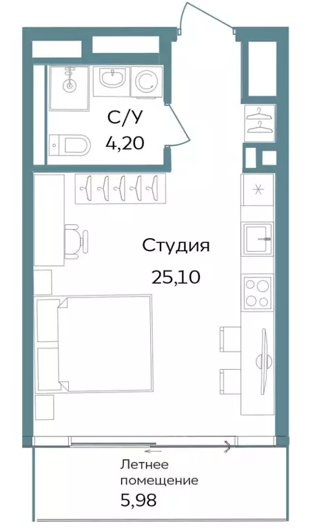 Студия Крым, Саки ул. Морская (35.28 м) - Фото 0