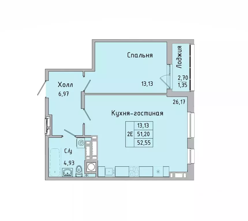 2-к кв. Ростовская область, Батайск ул. Ушинского, 27Ак3 (52.8 м) - Фото 1