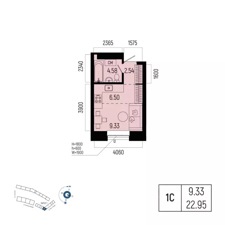 1-к кв. Башкортостан, Уфа Глумилино-1 мкр, Новатор жилой комплекс ... - Фото 1