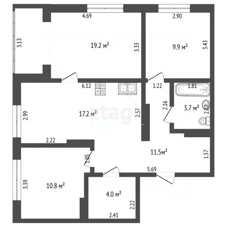 3-к кв. Самарская область, Самара ул. Стара-Загора, 240 (77.7 м) - Фото 2