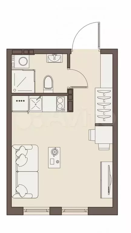 Квартира-студия, 17,1 м, 2/7 эт. - Фото 0