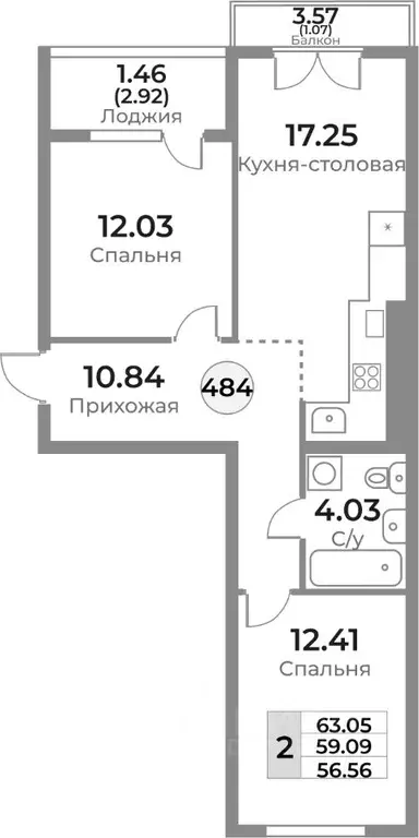 2-к кв. Калининградская область, Калининград Легенды Девау жилой ... - Фото 0