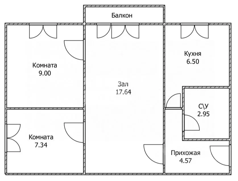 3-к кв. Ульяновская область, Ульяновск Хрустальная ул., 13 (48.96 м) - Фото 2